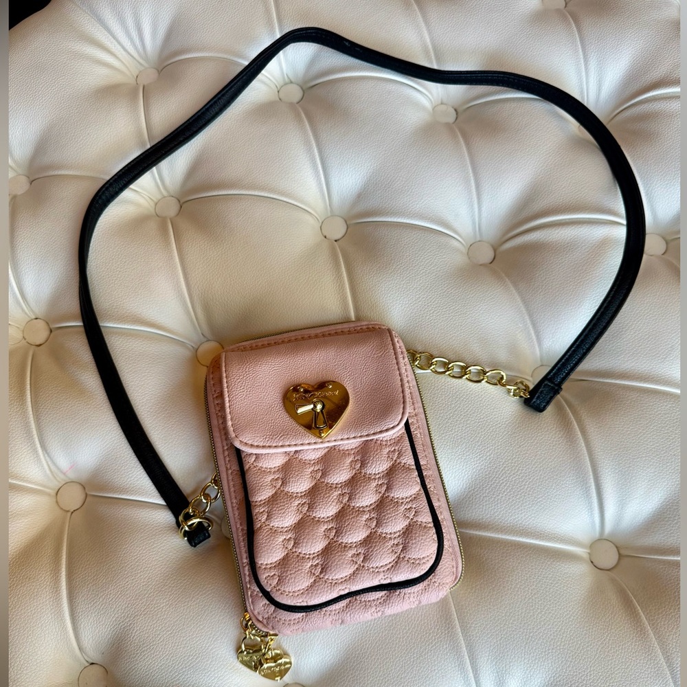 Betsey Johnson Pink Quilted Crossbody Bag